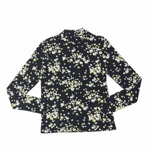 Scotch & Soda Park in Bloom Black Floral Mock Neck Long Sleeve Top